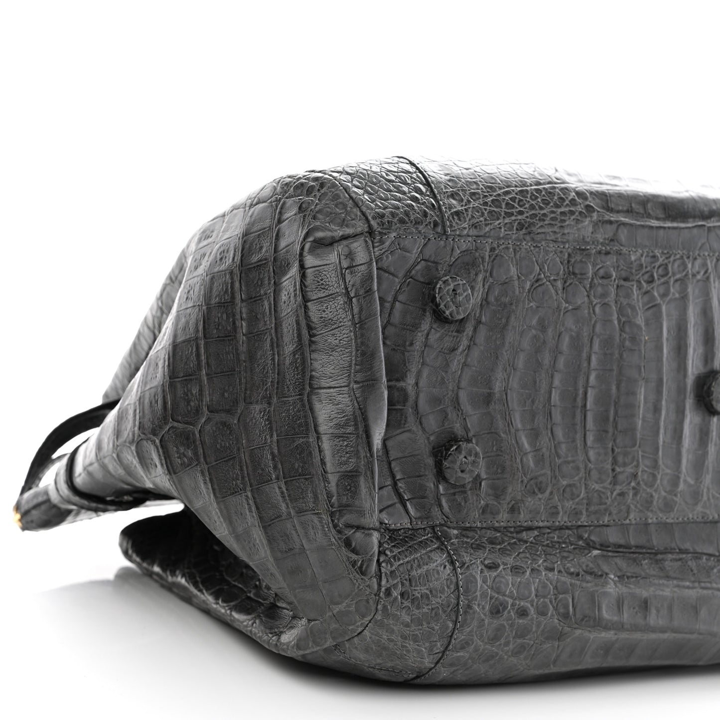 Crocodile Top Handle Satchel Dark Grey