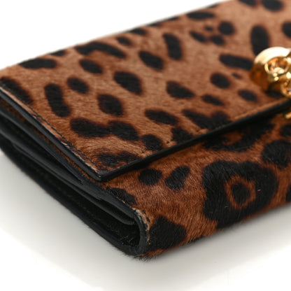 Alexander McQueen Calf Hair Leopard Print Skull Continental Wallet 5 of 20