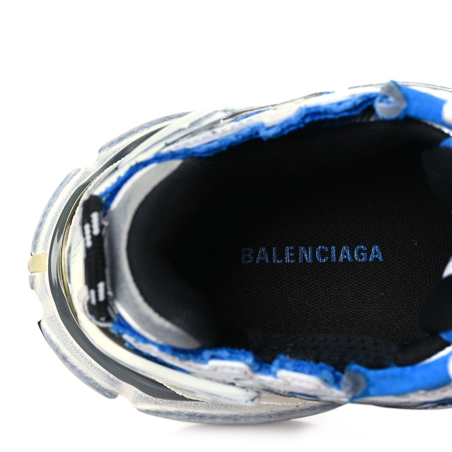 Balenciaga Mesh Rubber Distressed Womens Runner Sneakers 37 Navy White Black Grey 7 of 9