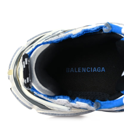 Balenciaga Mesh Rubber Distressed Womens Runner Sneakers 37 Navy White Black Grey 7 of 9