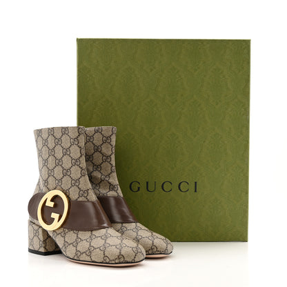 Gucci GG Supreme Monogram Malaga Kid Blondie 55mm Ankle Boots 35 Beige Ebony New Acero 13 of 13