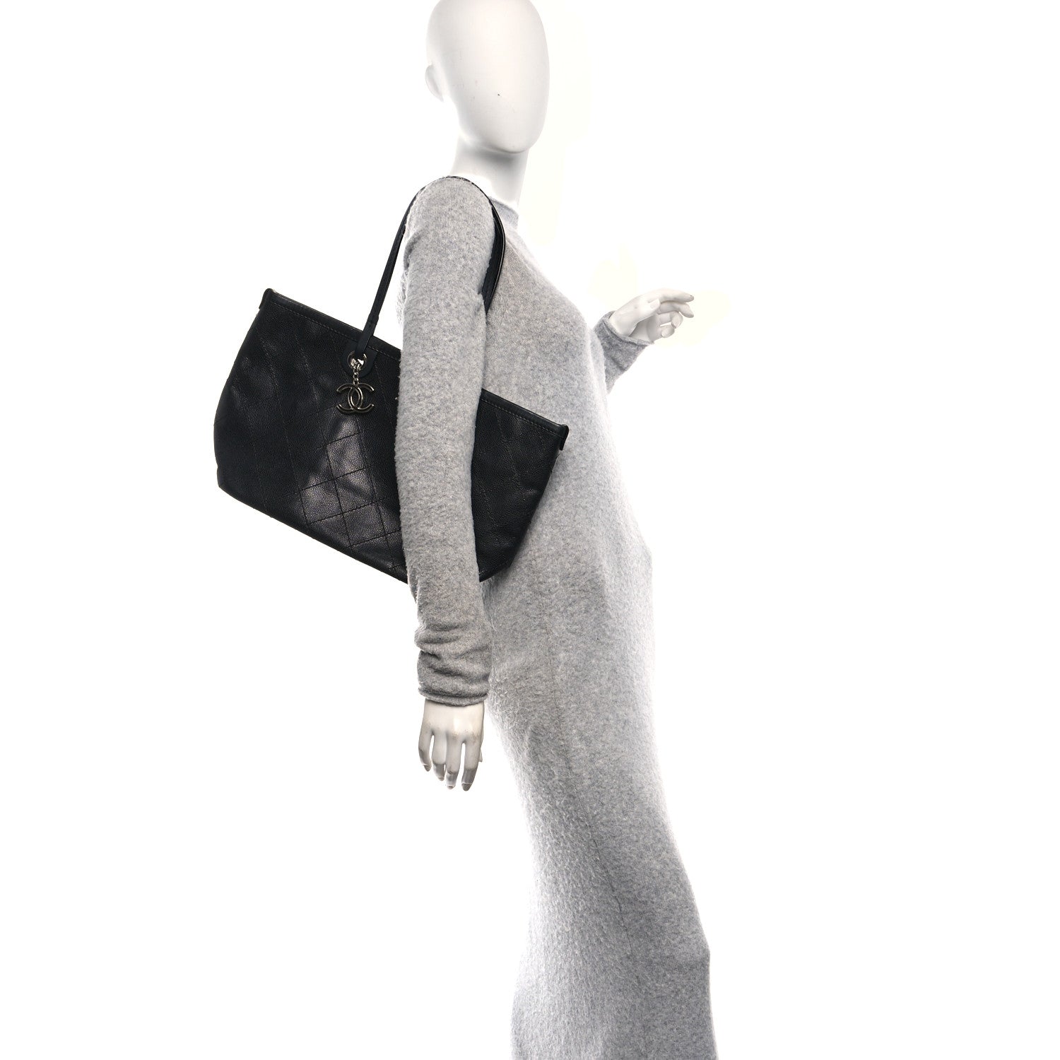 Chanel Grained Calfskin Shopping Fever Tote Black 2 of 10