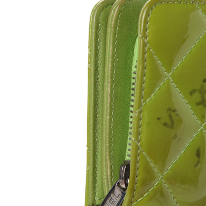 Chanel Patent Quilted Brilliant Zipped Pocket Wallet Green 14 of 18