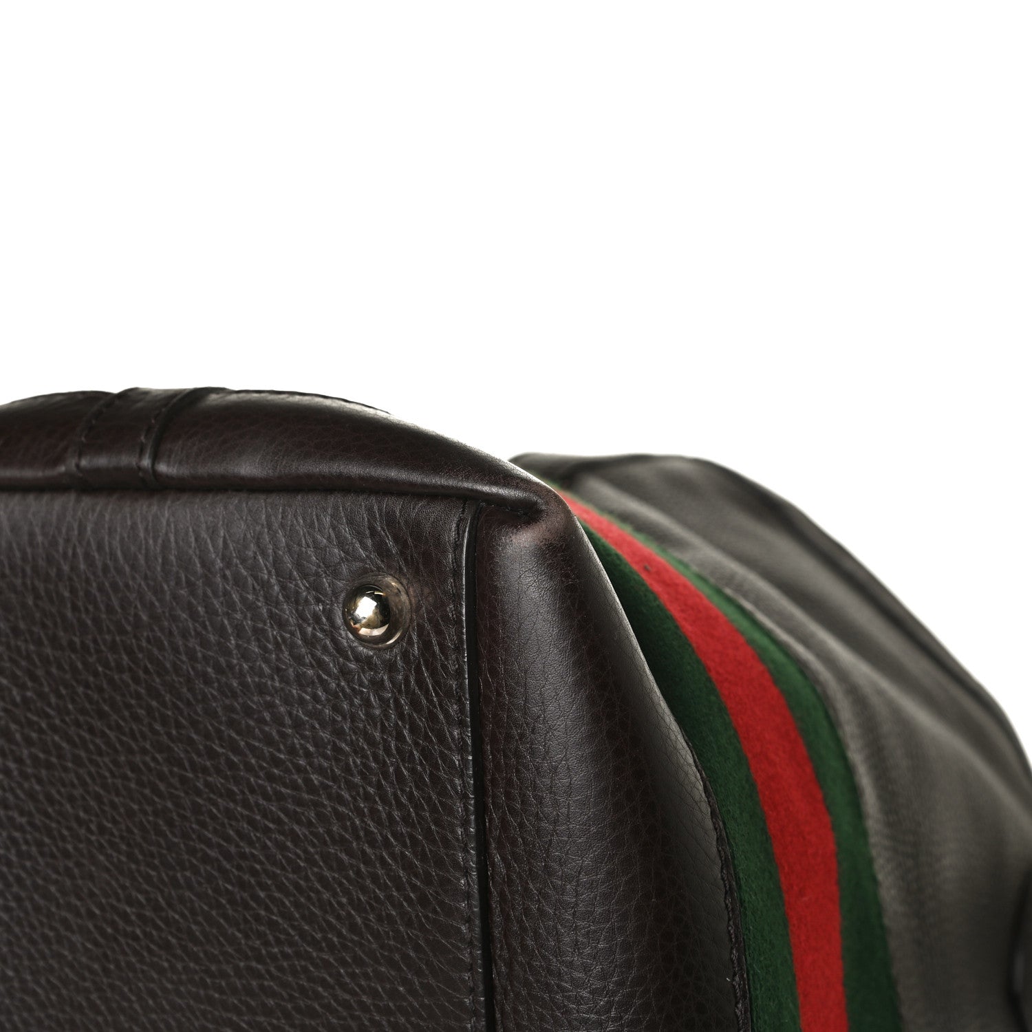 Gucci Calfskin Large Web Heritage Tote Dark Brown 26 of 28