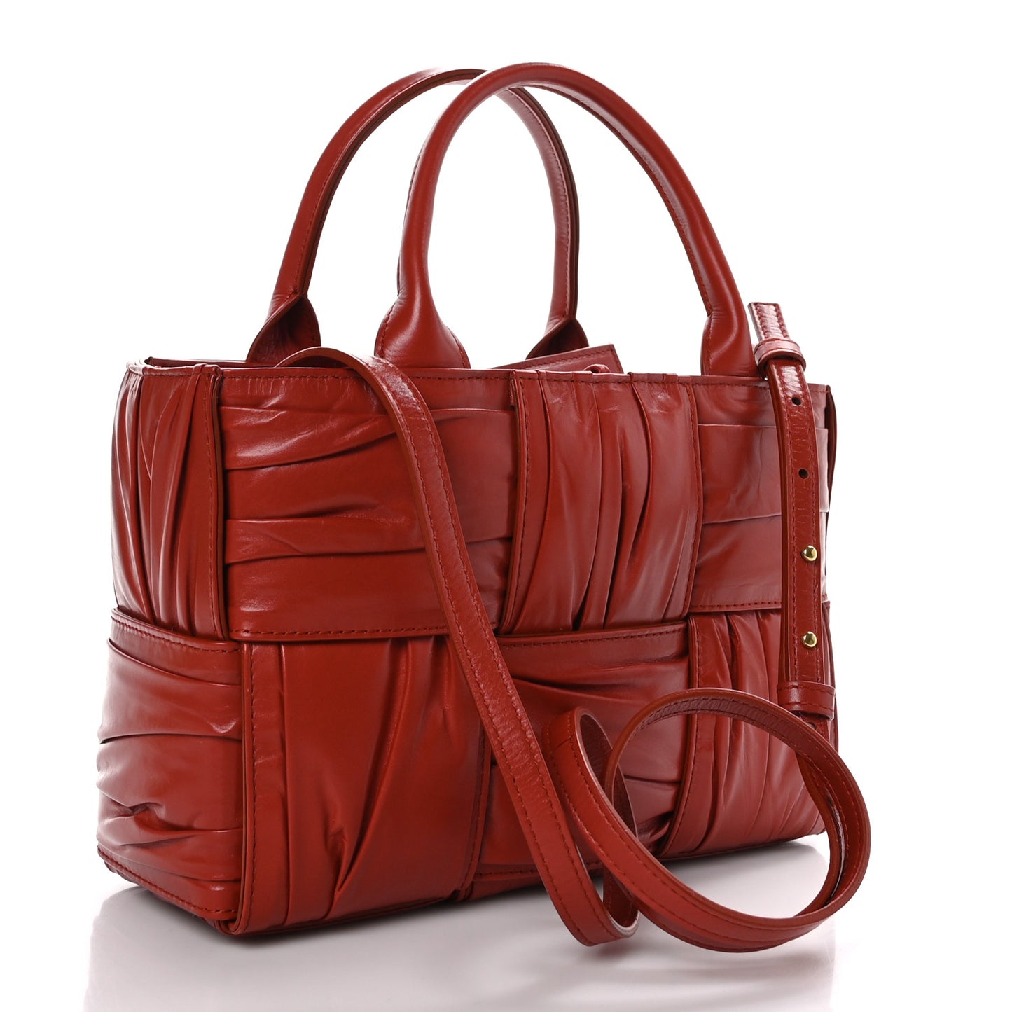 Foulard Intrecciato Pleated Mini Arco Tote Red