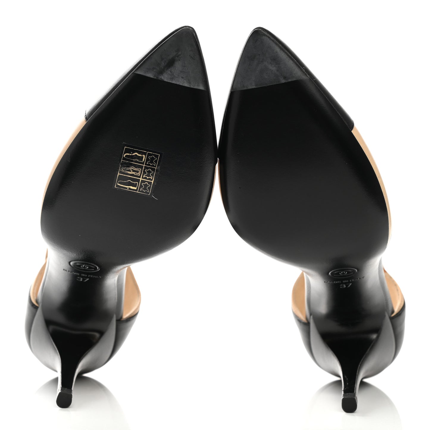 Lambskin Cap Toe CC Pumps 37 Beige Black