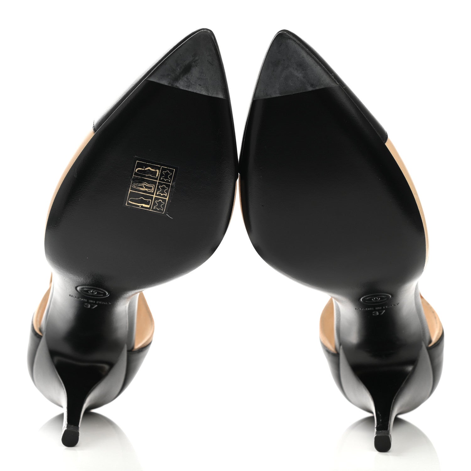 Chanel Lambskin Cap Toe CC Pumps 37 Beige Black 5 of 12
