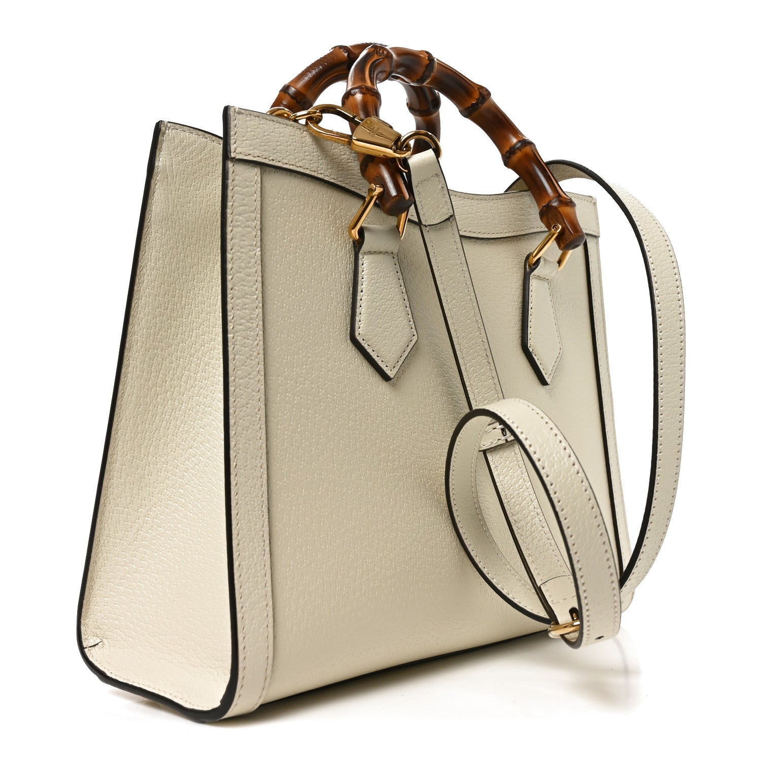 Gucci Textured Dollar Calfskin Web Small Diana Tote Bag Mystic White 3 of 10