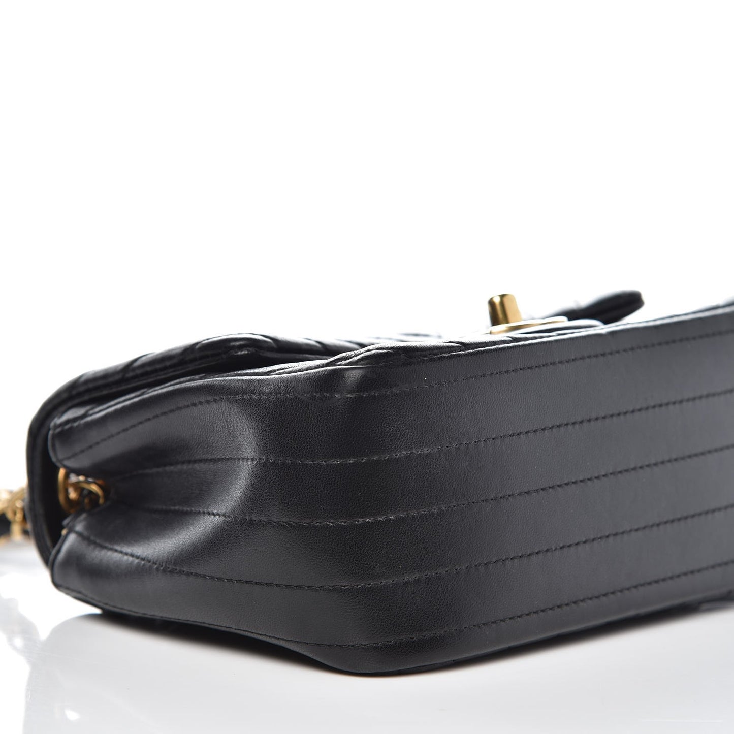 Lambskin Chevron Quilted Mini Square Flap Black