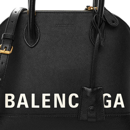 Balenciaga Grained Calfskin Logo S Ville Top Handle Bag Black White 7 of 9