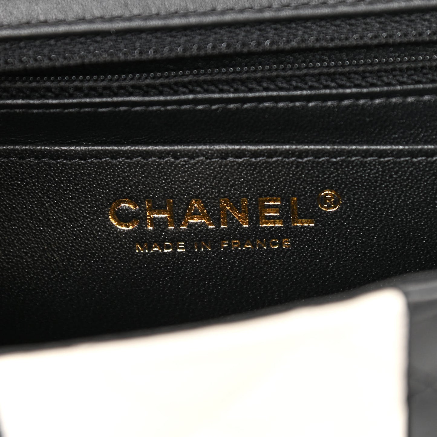 Lambskin Quilted Mini Rectangular Flap Black White