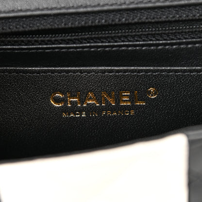 Chanel Lambskin Quilted Mini Rectangular Flap Black White 6 of 13