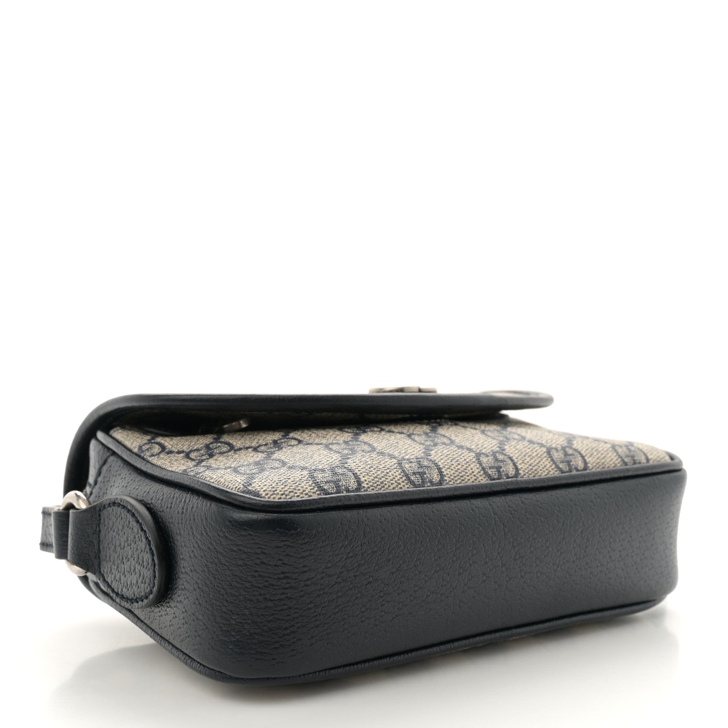 Gucci GG Supreme Monogram Textured Dollar Calfskin Mini Ophidia Flap Shoulder Bag Beige Blue 4 of 10