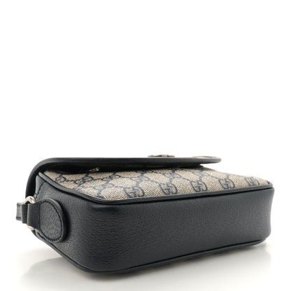 Gucci GG Supreme Monogram Textured Dollar Calfskin Mini Ophidia Flap Shoulder Bag Beige Blue 4 of 10