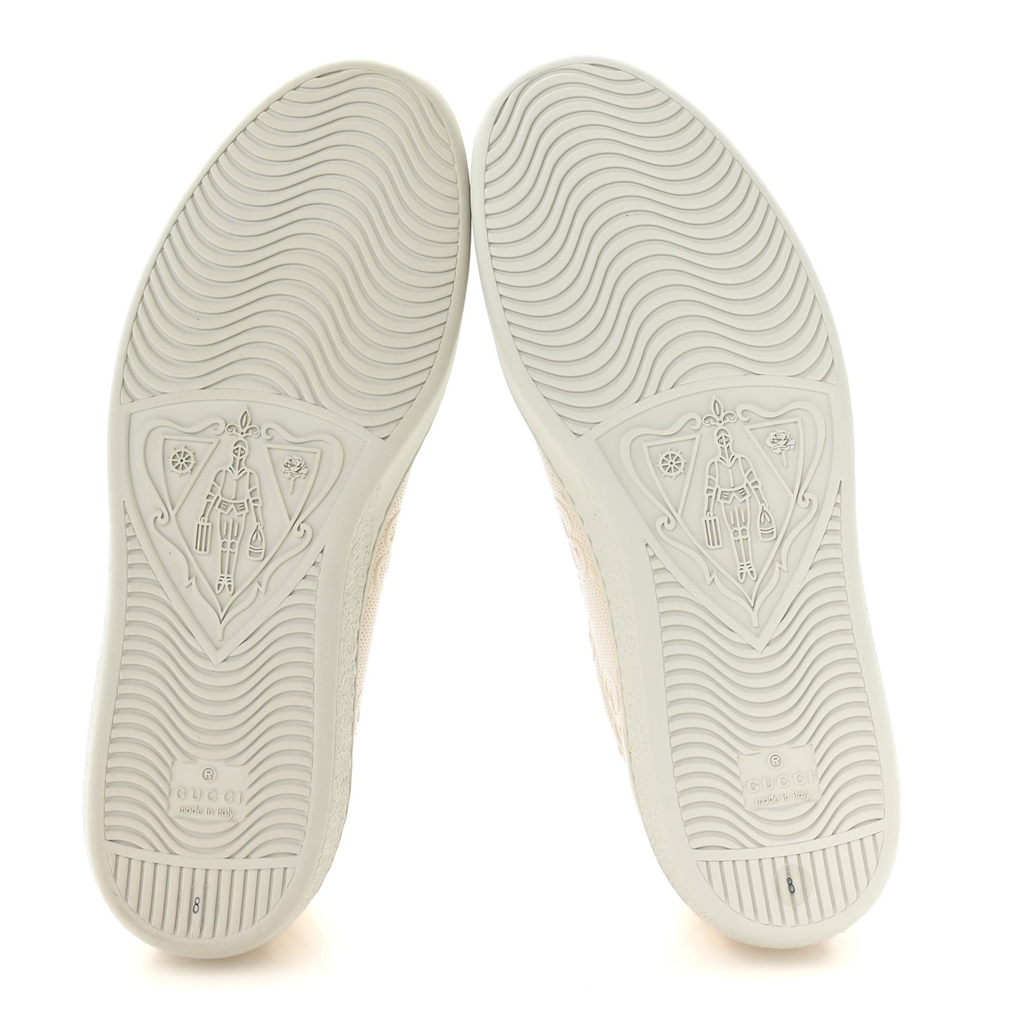 Calfskin GG Tennis Embossed Mens Ace Sneakers 8 Mystic White