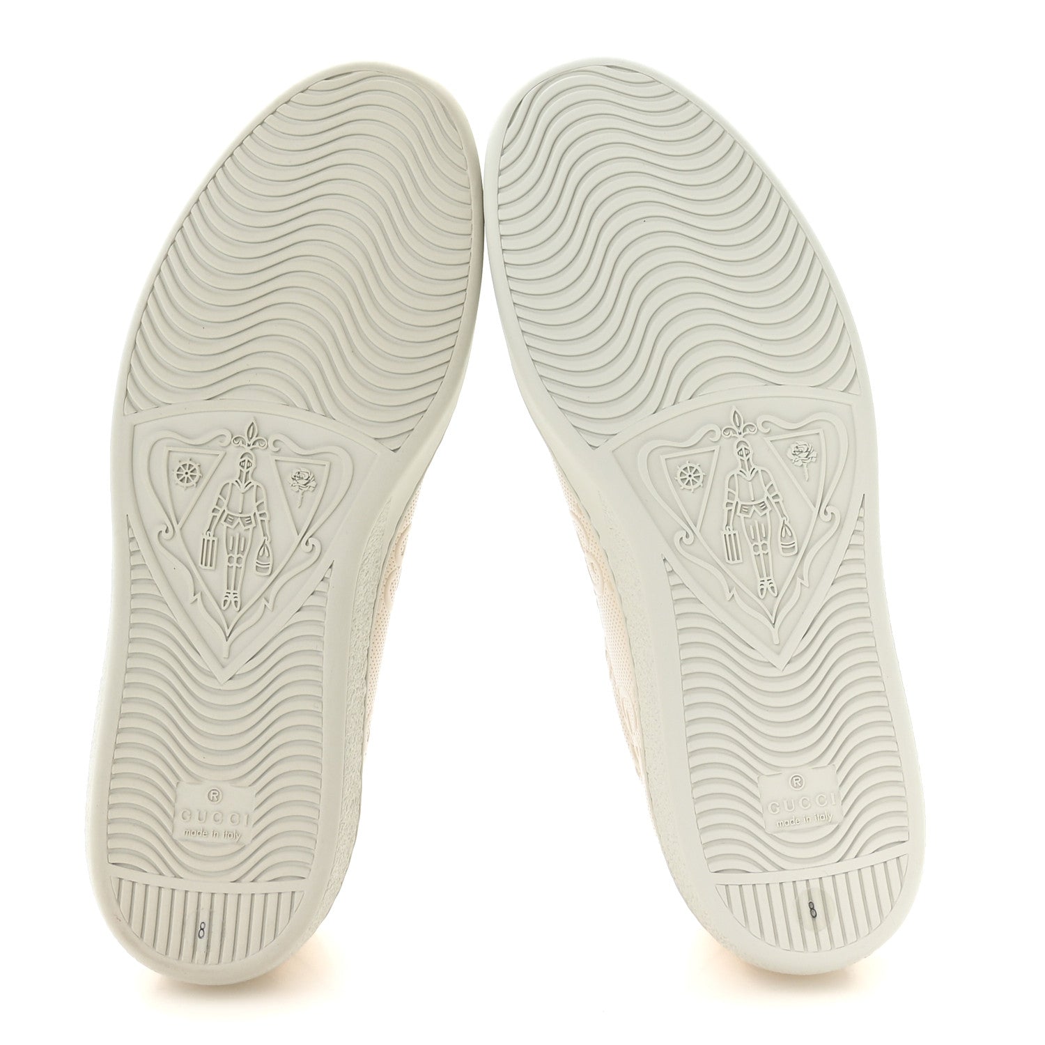 Gucci Calfskin GG Tennis Embossed Mens Ace Sneakers 8 Mystic White 6 of 9