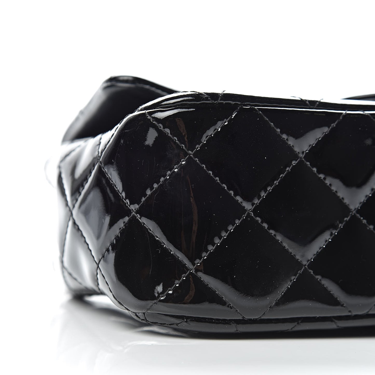 Patent Calfskin Quilted Mini Rectangular Flap Black