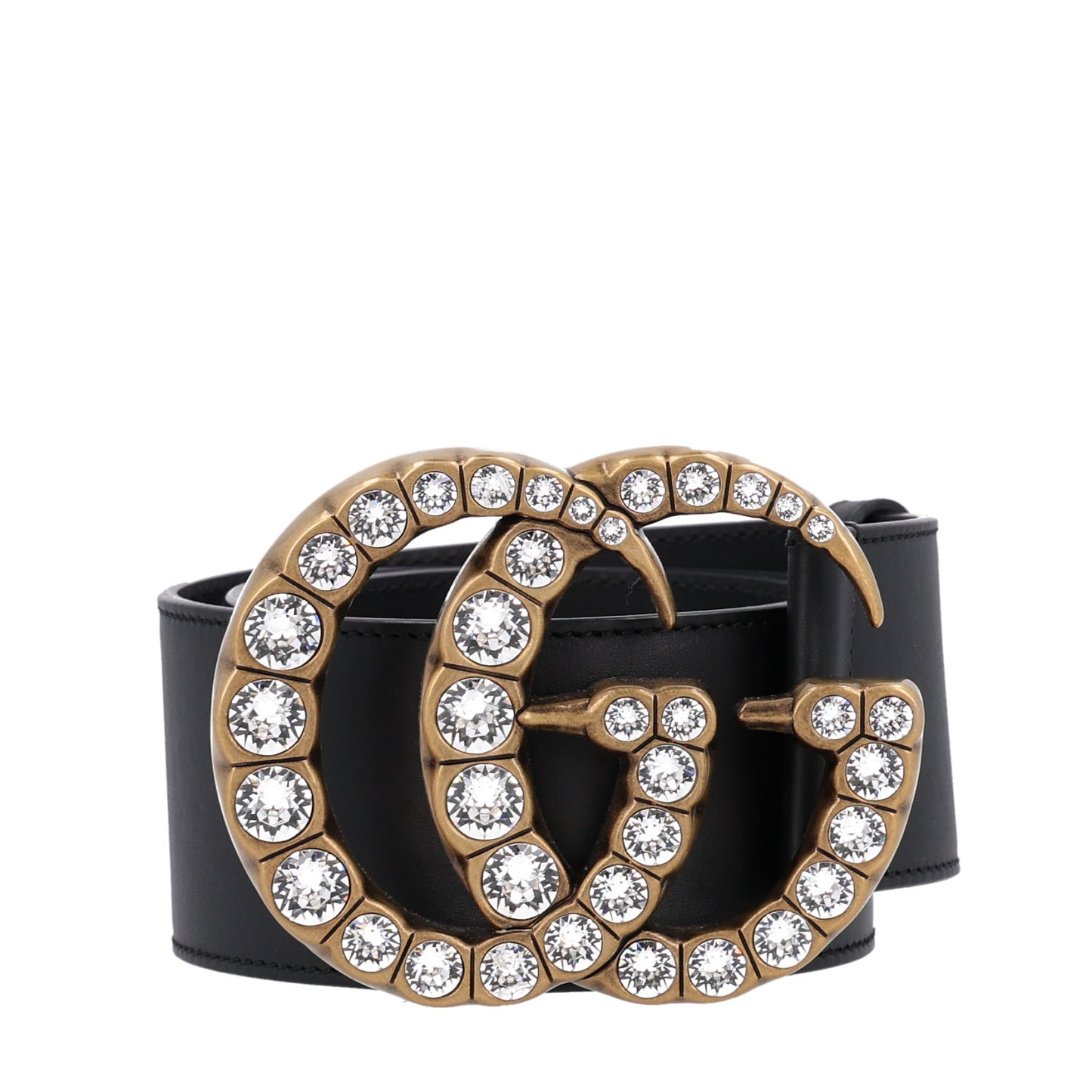Calfskin Crystal Double G 55mm Belt 80 32 Black