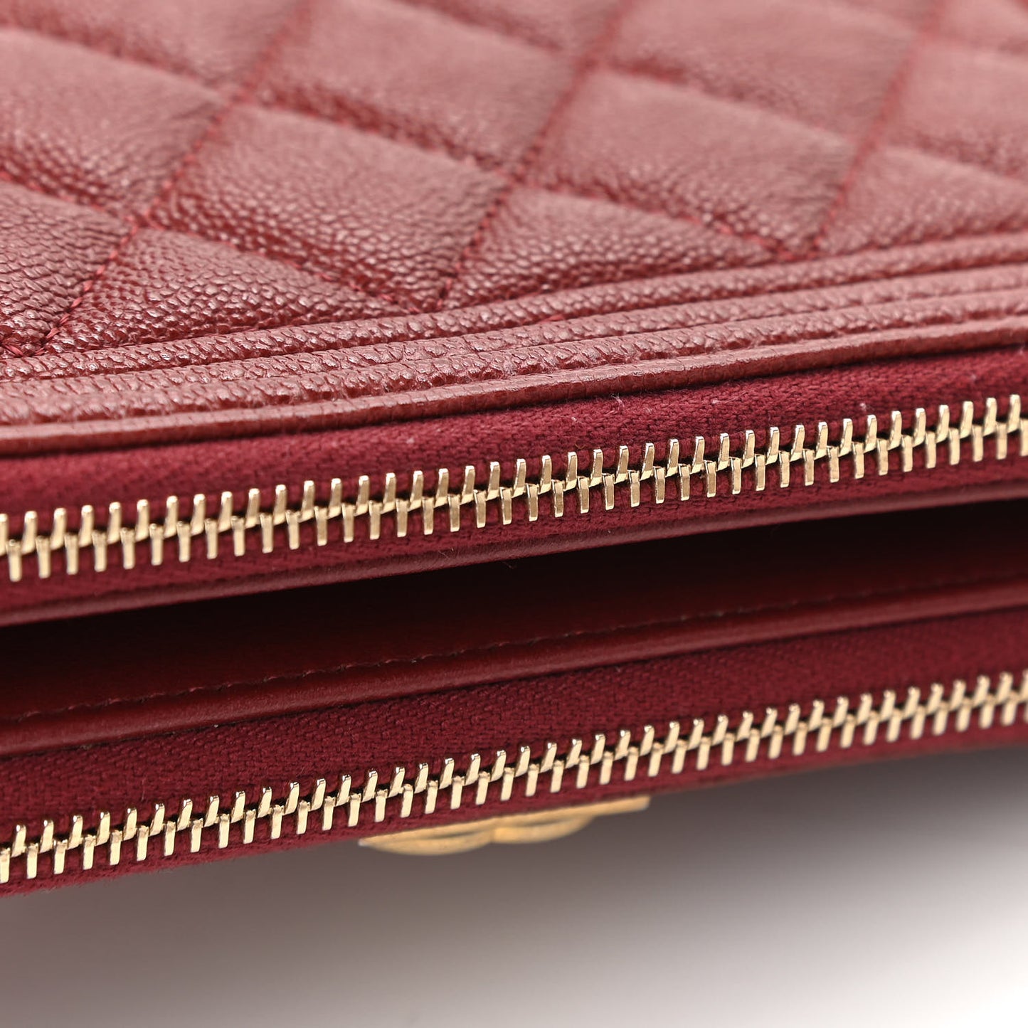 Caviar Quilted Small Boy Clutch With Chain Burgundy