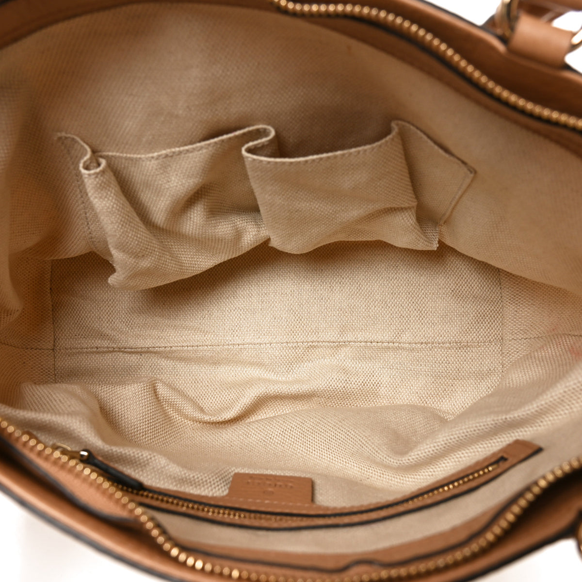 Gucci Linen Canvas Pebbled Calfskin Small Soho Top Handle Bag White Camelia 5 of 10