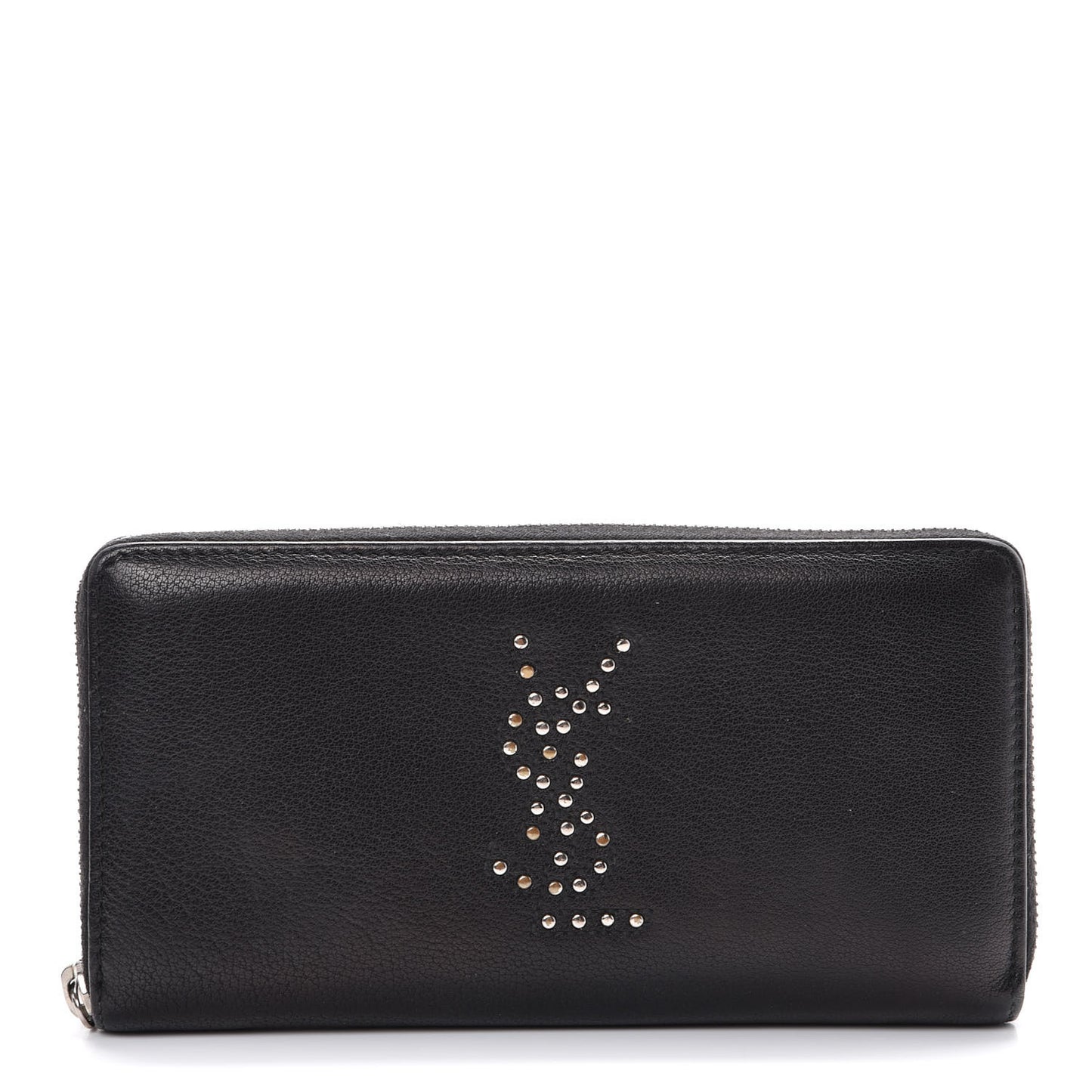 Calfskin Studded Belle de Jour Zip Around Wallet Black