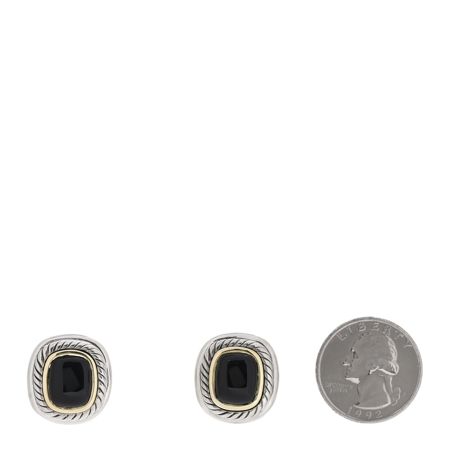 Sterling Silver 14K Yellow Gold Black Onyx 11mm Albion Earrings