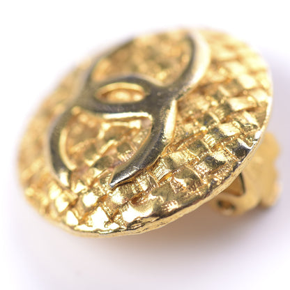 Chanel Metal Quilted CC Round Clip On Earrings Gold 5 of 5