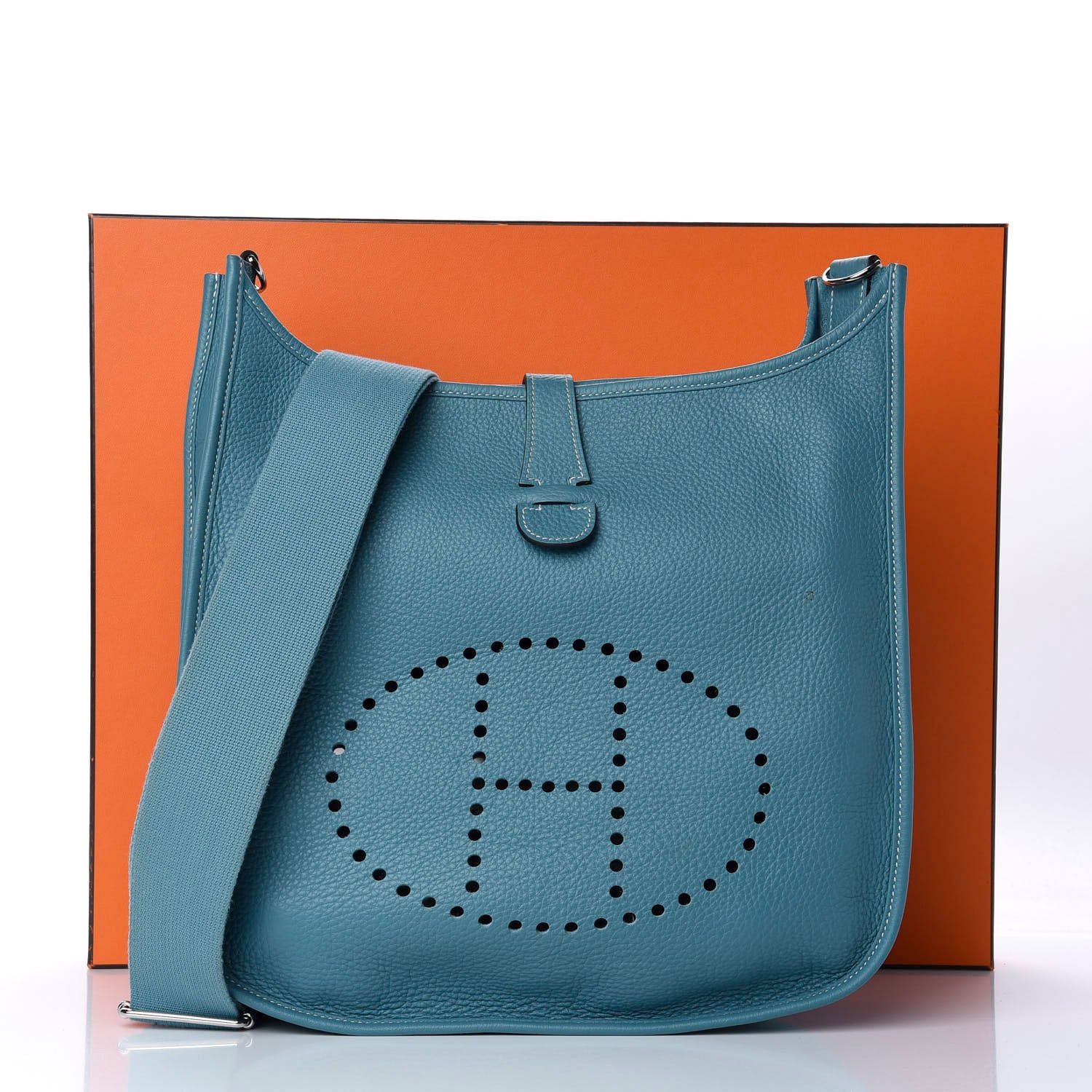 Hermes Taurillon Clemence Evelyne III GM Blue Jean 11 of 11