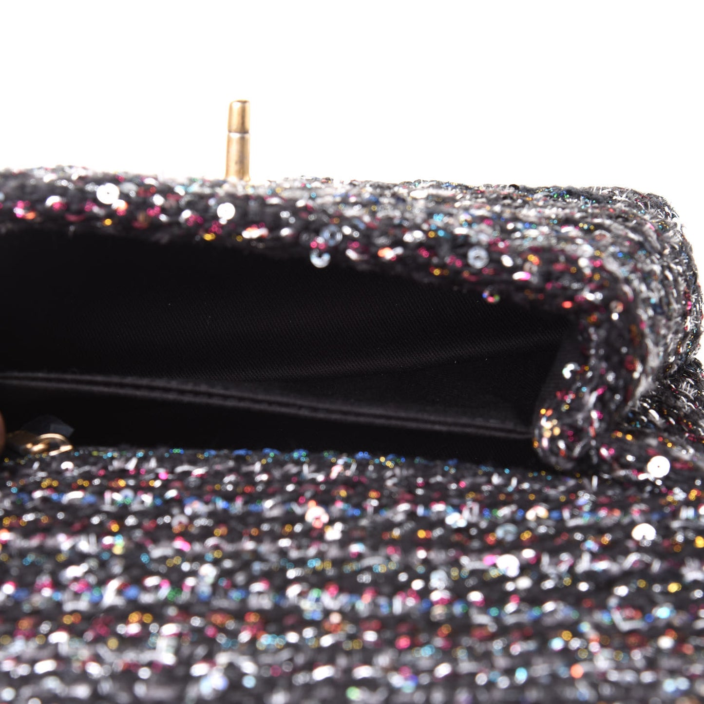 Tweed Sequin Mini Coco Handle Flap Black
