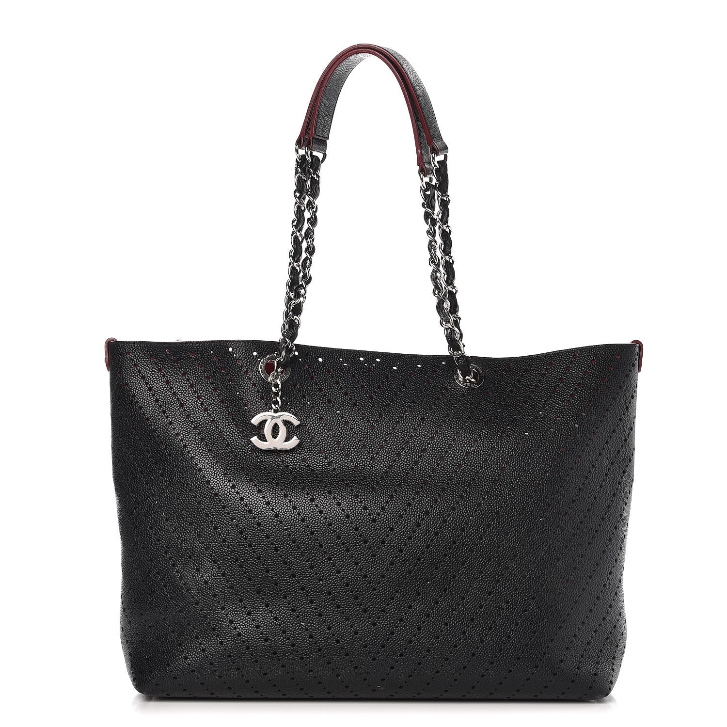 Chanel Perforated Grained Calfskin Large Shopping Tote Black 1 of 16