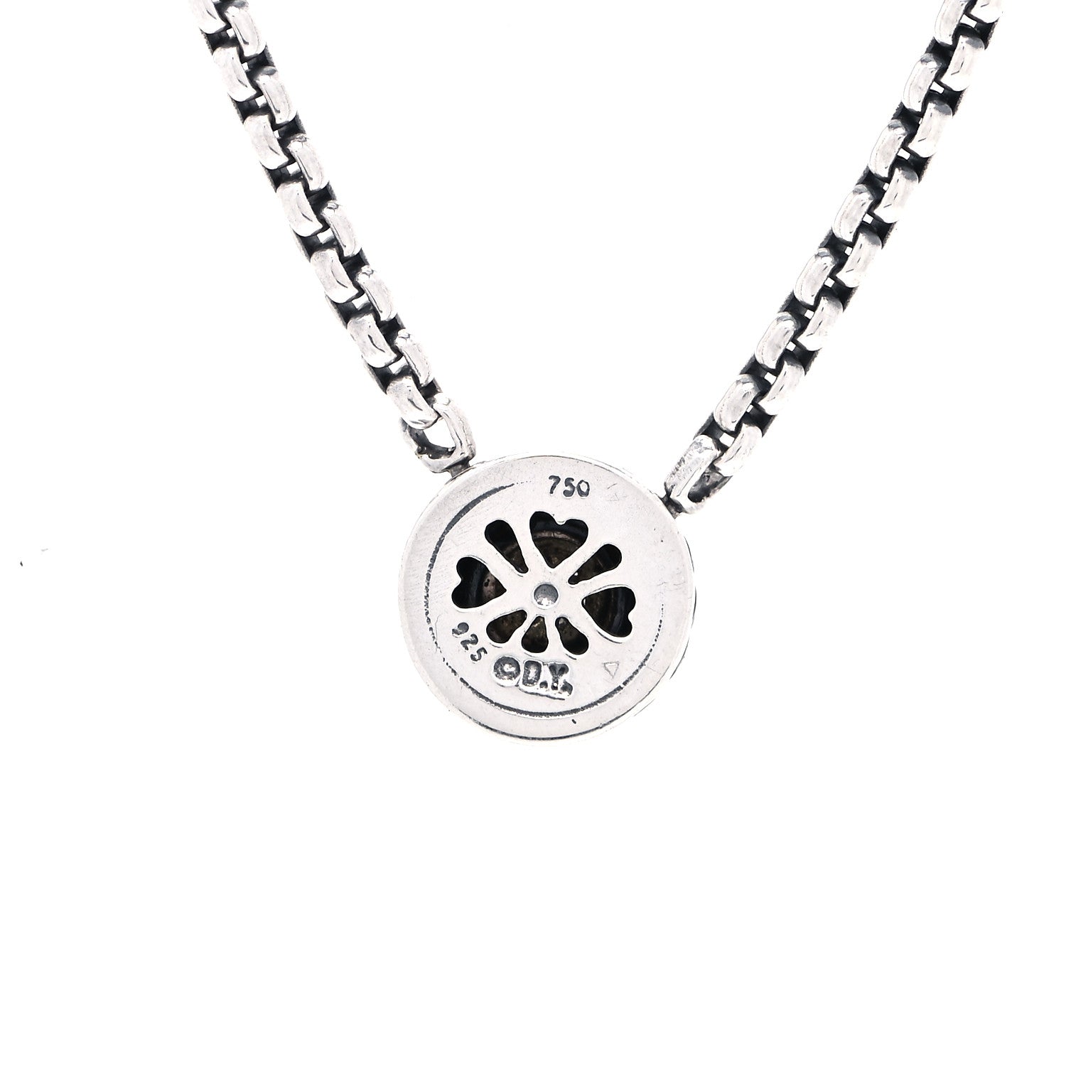 David Yurman Sterling Silver 14K Yellow Gold Pave Diamond 12mm Cookie Necklace 3 of 4