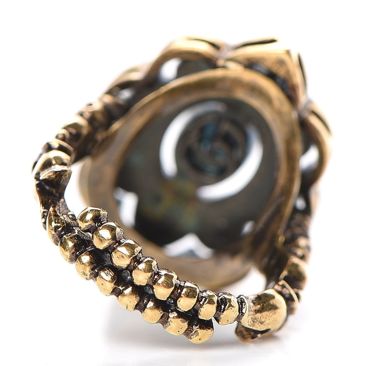 Metal Pearl Ring 13 Aged Gold