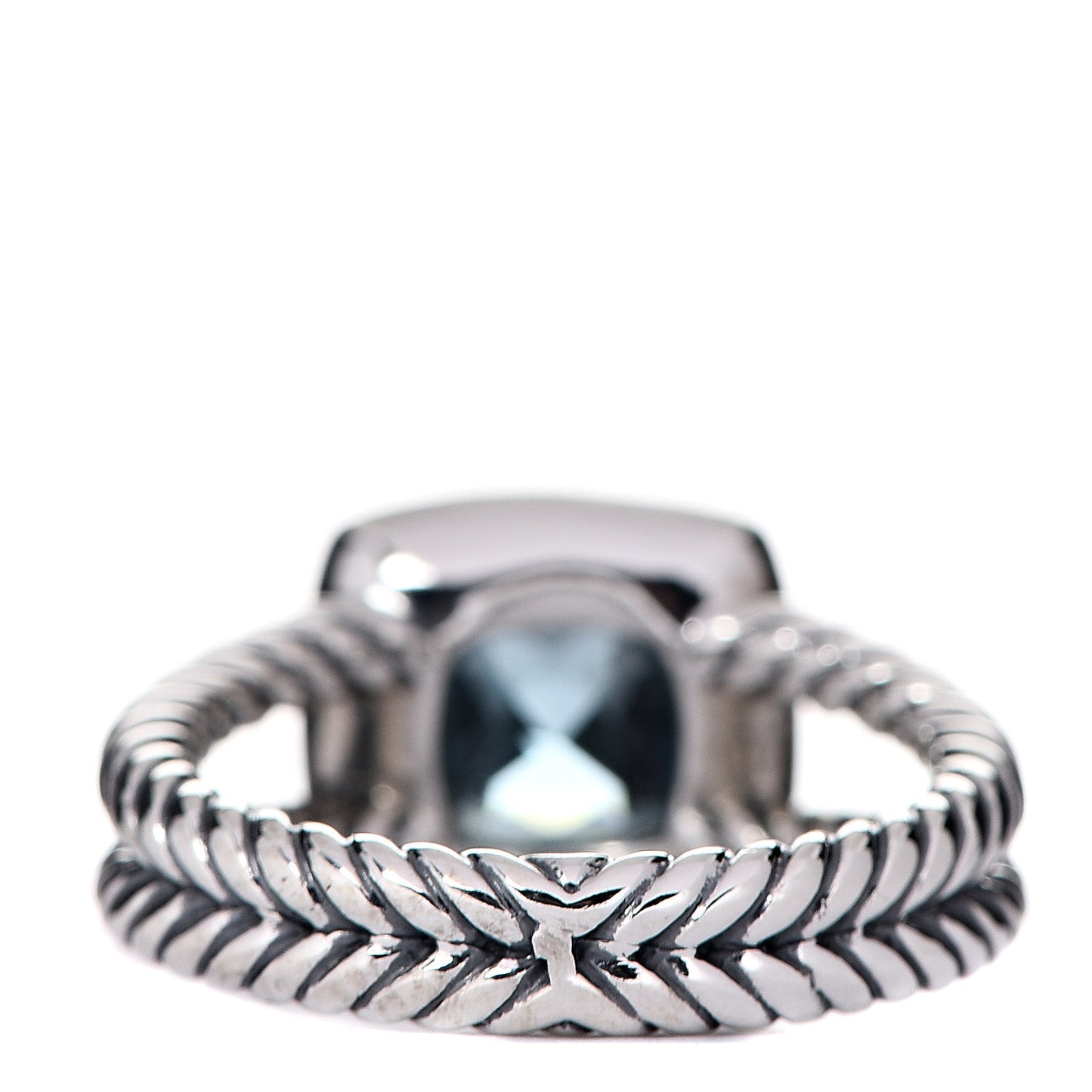 Sterling Silver Diamond Blue Topaz 7mm Petite Albion Ring 50 5.25