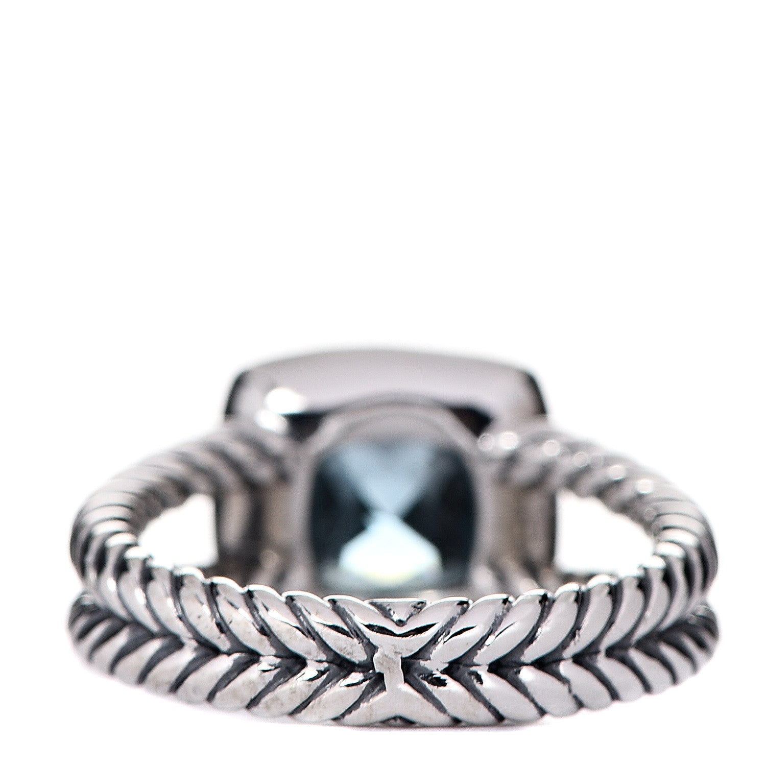 David Yurman Sterling Silver Diamond Blue Topaz 7mm Petite Albion Ring 50 5.25 3 of 5