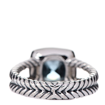 David Yurman Sterling Silver Diamond Blue Topaz 7mm Petite Albion Ring 50 5.25 3 of 5