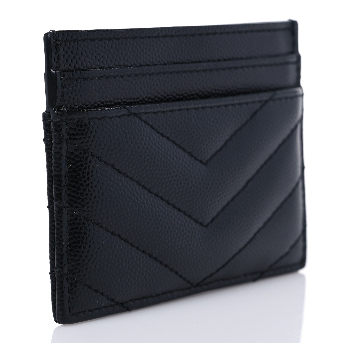 Grain De Poudre Matelasse Chevron Monochrome Monogram Credit Card Case Black