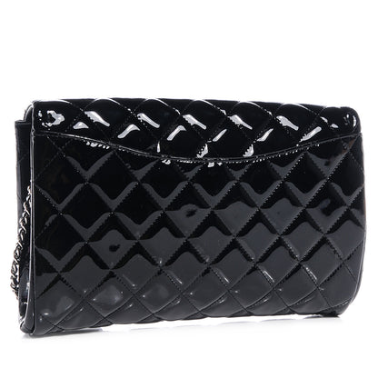 Chanel Patent Quilted Clutch with Chain Flap Black 3 of 6