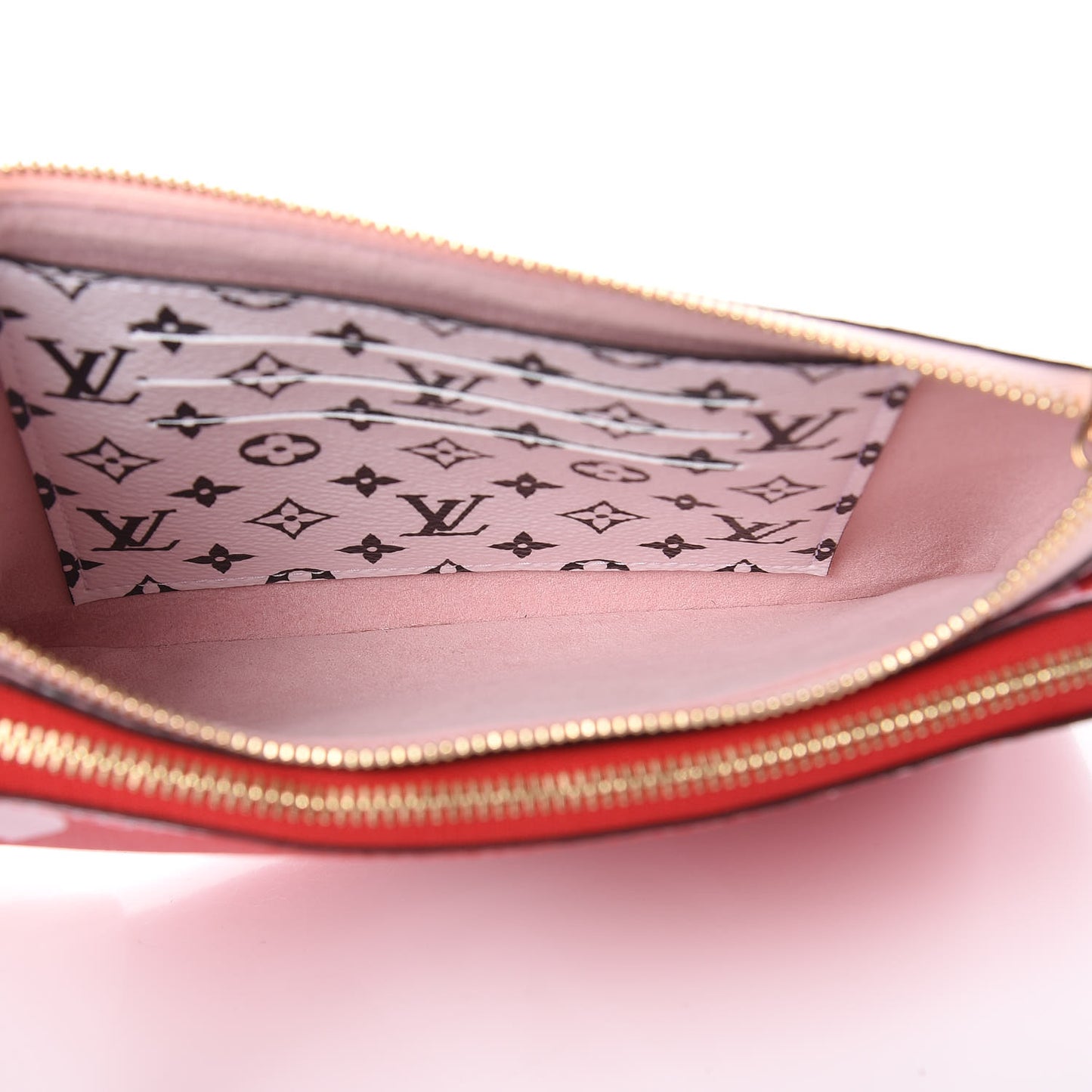 Monogram Giant Double Zip Pochette Rouge