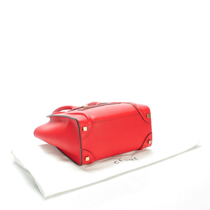 Celine Drummed Calfskin Micro Luggage Coquelicot 4 of 7