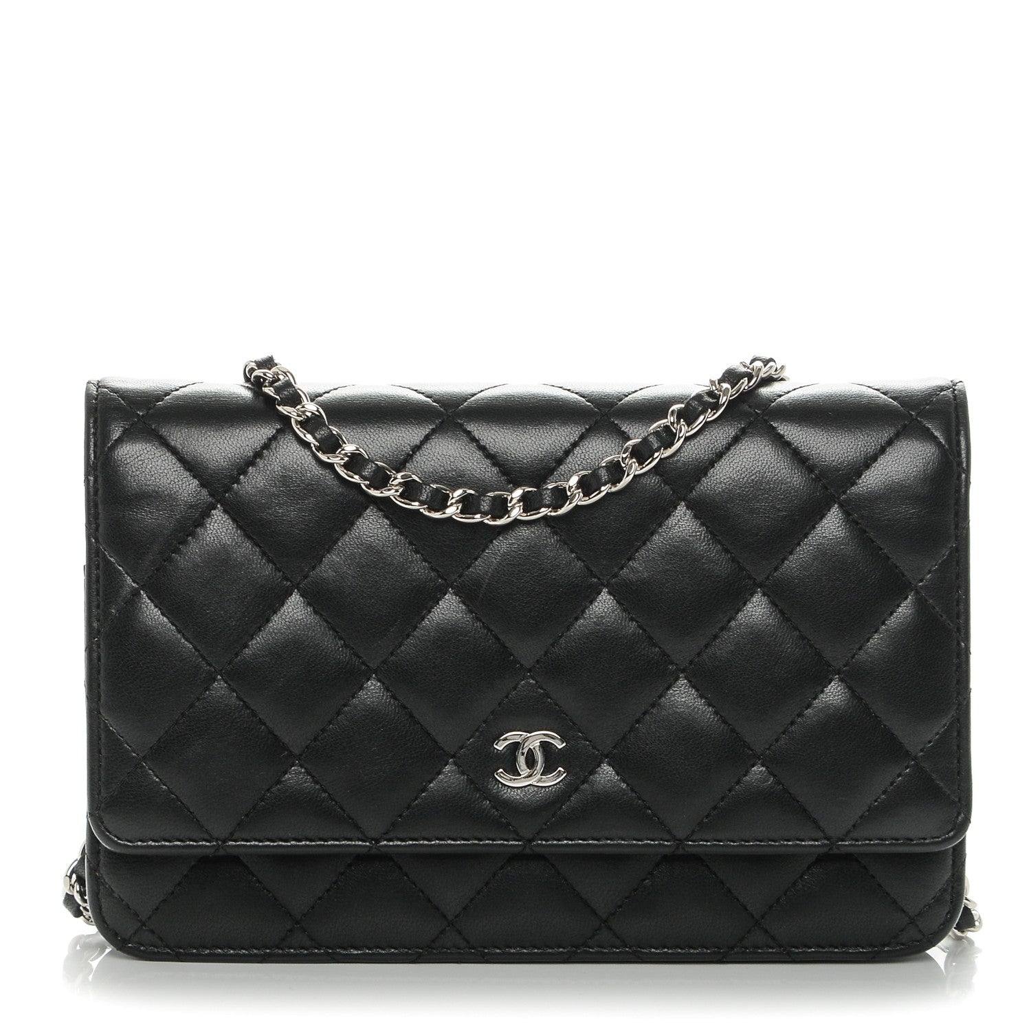 Chanel Lambskin Quilted Wallet On Chain WOC Black 1 of 8