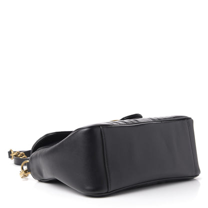 Gucci Calfskin Matelasse Small GG Marmont Top Handle Shoulder Bag Black 4 of 11