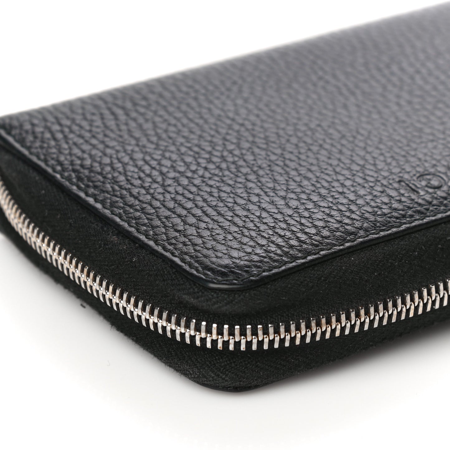 Pebbled Calfskin Zip Around Wallet Black