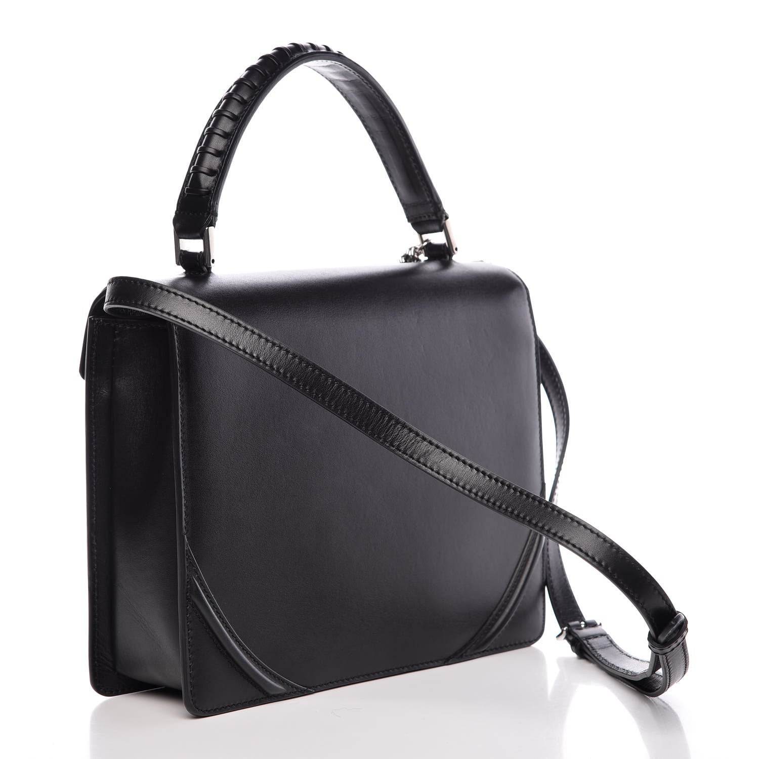 Alexander McQueen Calfskin Chain Flower Satchel Black 3 of 11
