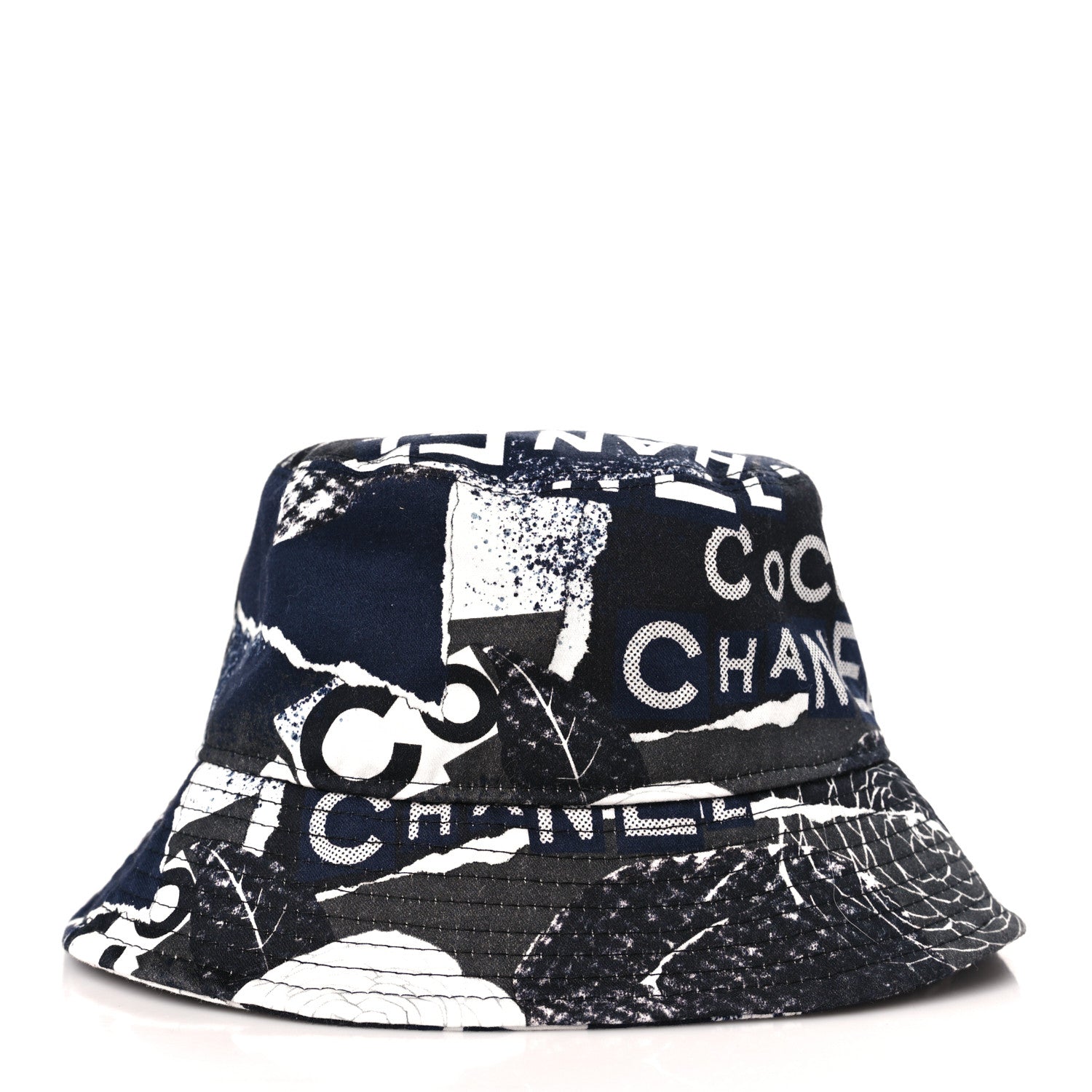 Chanel Cotton Coco Print Bucket Hat L Navy Black White 4 of 7