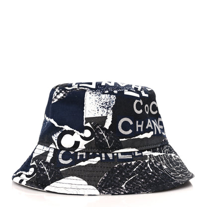 Chanel Cotton Coco Print Bucket Hat L Navy Black White 4 of 7