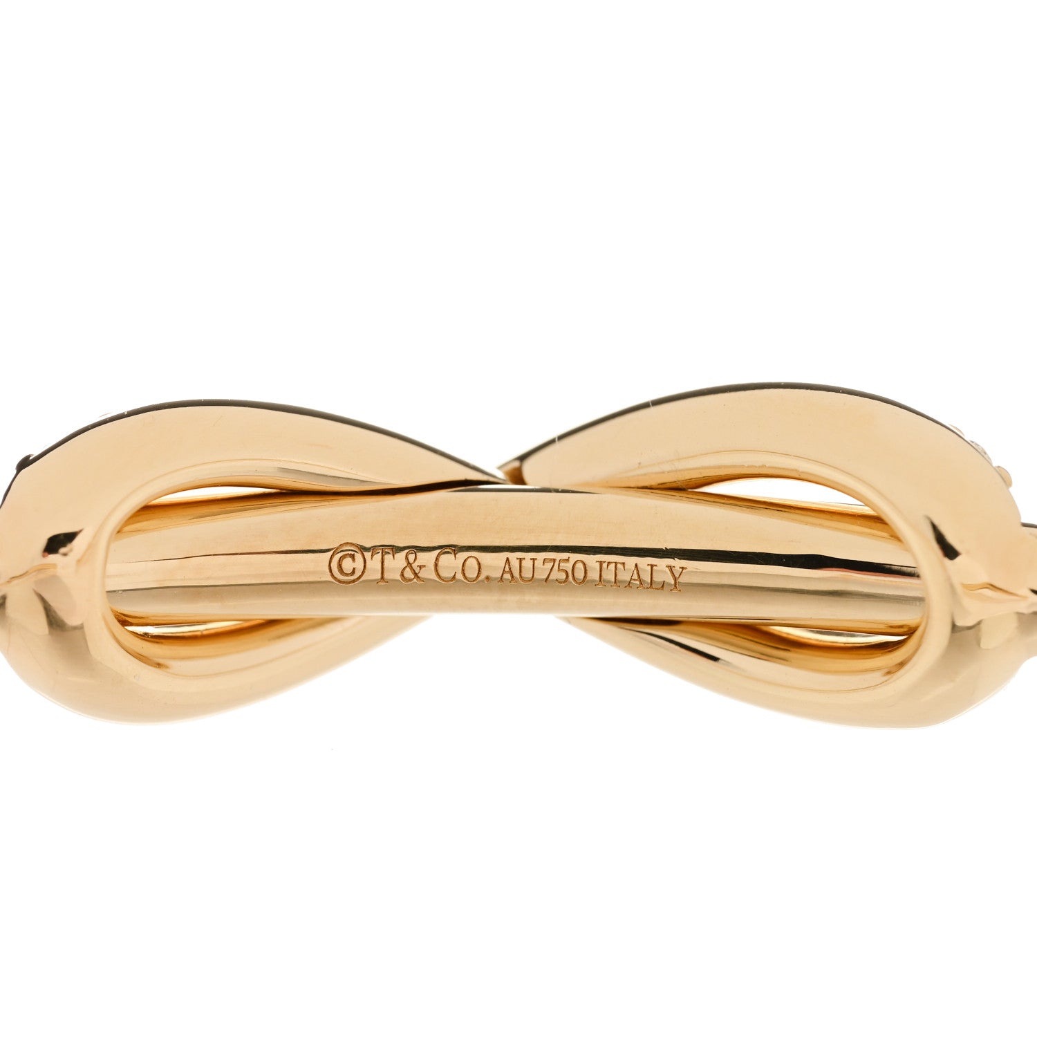 Tiffany 18K Yellow Gold Diamond Infinity Cuff Bracelet 3 of 4