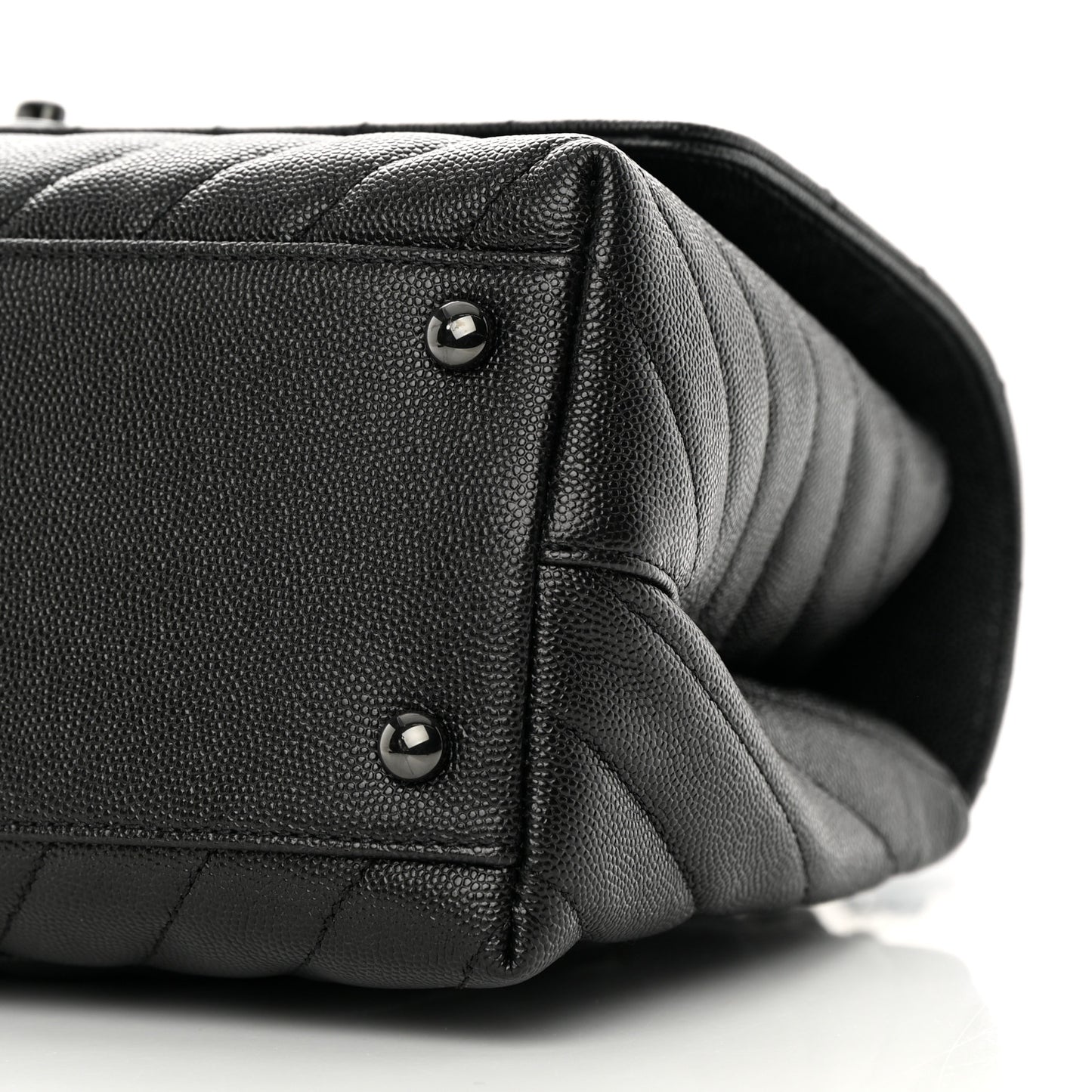 Caviar Chevron Quilted Small Coco Handle Flap So Black