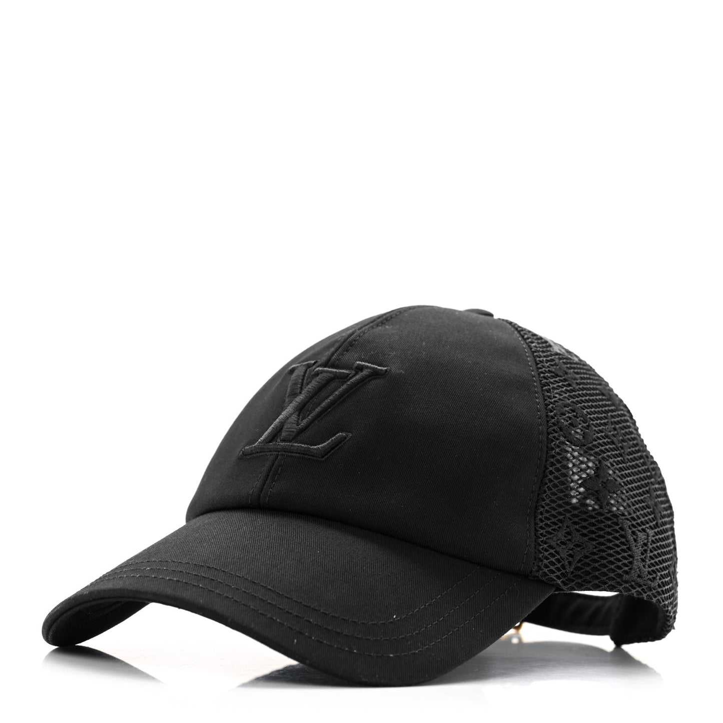 Cotton Mesh LV Signature Cap L Black