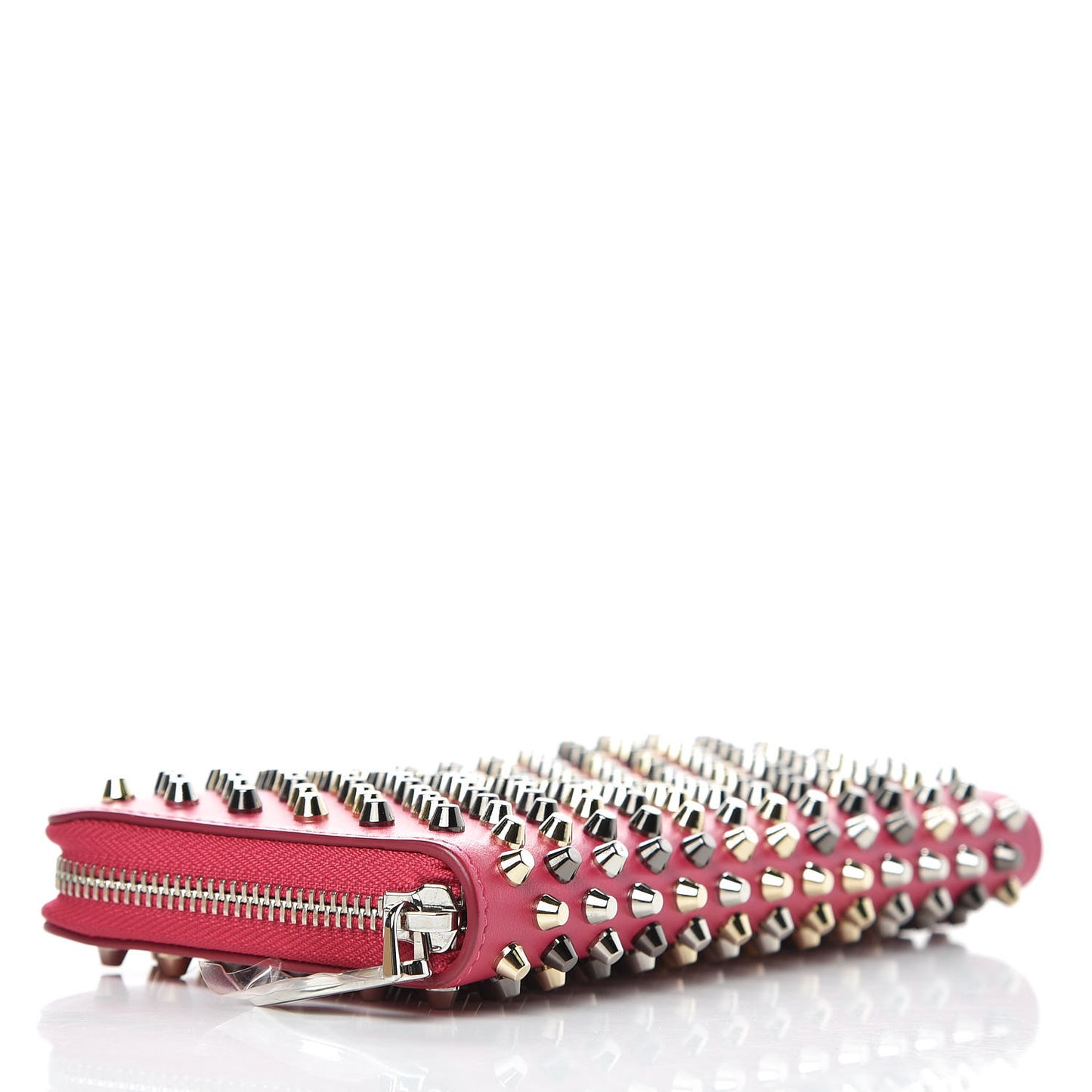 Calfskin Panettone Spiked Zip Around Wallet Rosa