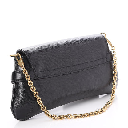 Gucci Textured Calfskin Horsebit Chain Clutch Black 3 of 7